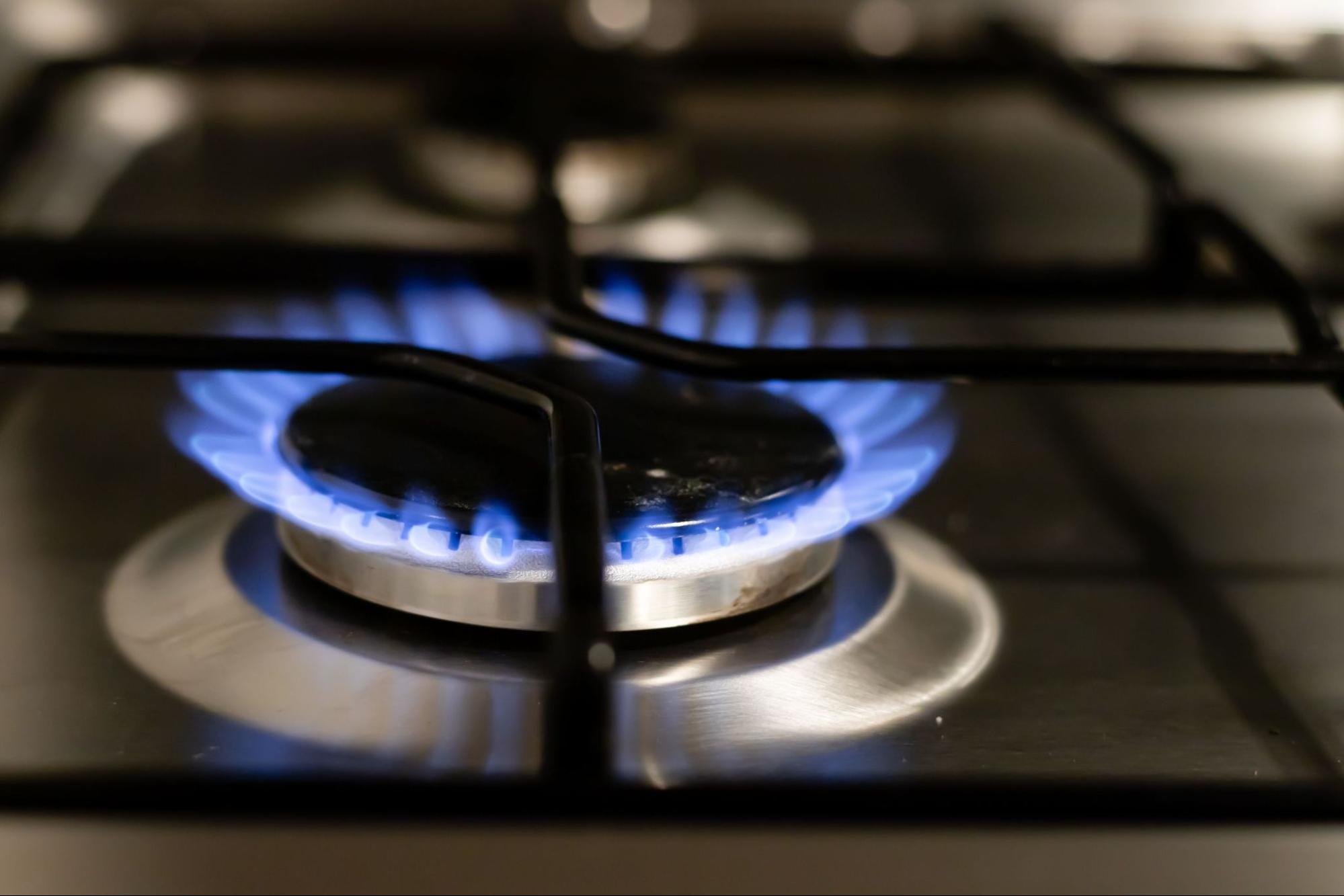 A natural gas stove burner running on a properly working gas line in Wenatchee.