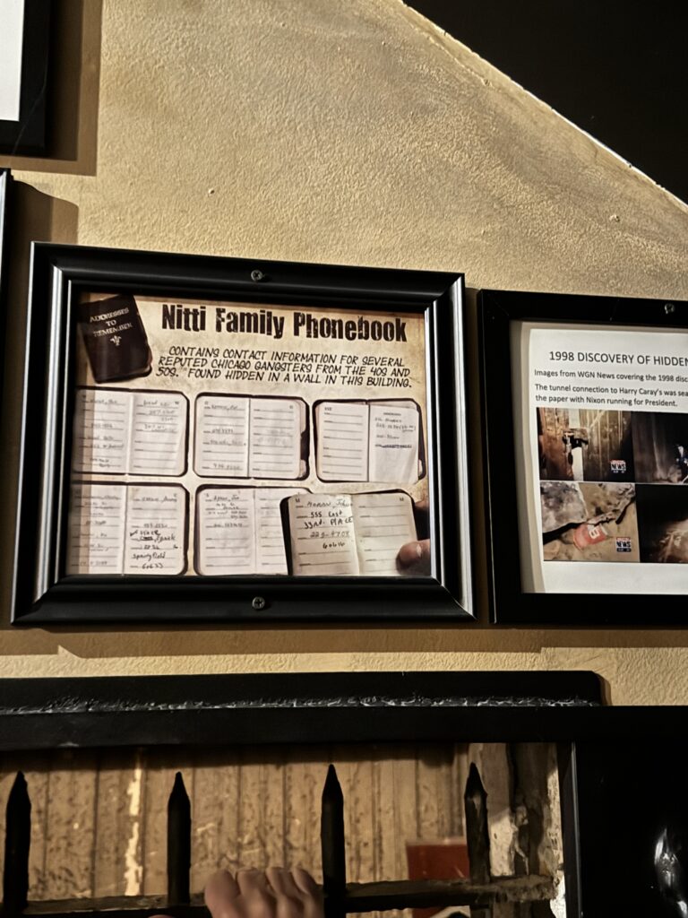 The Nitti Family Phonebook display inside the vault at Harry Caray's in Chicago. 